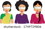 Three Blind Folded Girls Vector 