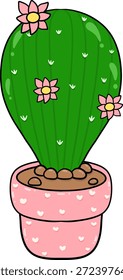 Tres cactus lunares florecientes en Vector de olla rosa