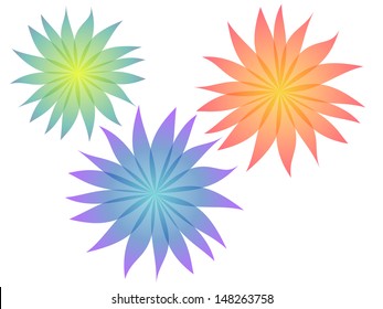 Three blossoms on white background - vector illustration