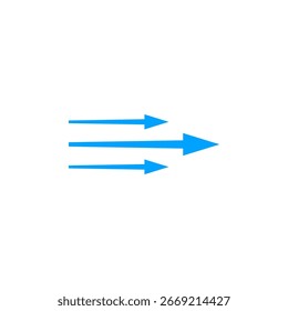 Three blue arrows move together in parallel, symbolizing flow, movement, and unified direction.