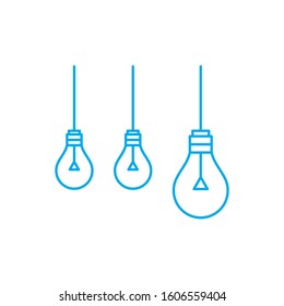 Three blue ceiling lamps vector illustration on white background