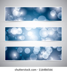 Three blue color lights banners vector eps10