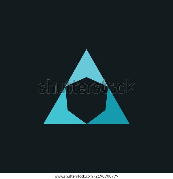 Three blue\
colored arrow heads made a triangle and a negative space shield\
vector logo. Suitable for company, product, technology, apps,\
software, computer, and\
business.