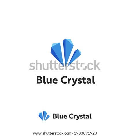 Three Blue crystal diamond stone logo icon template