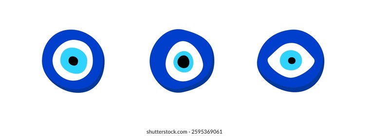Three blue evil eye symbols stand as traditional protections, believed to shield against bad energy.