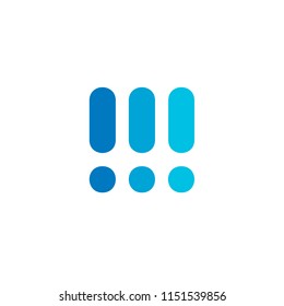 Three blue exclamation marks. Warning icon. Vector flat exclamation points. Isolated on white background.