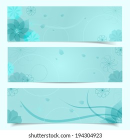 Three blue flower backgrounds