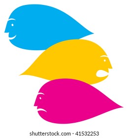 Three blue funny speech bubble on white background