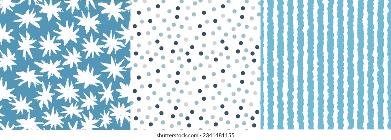 Three Blue Geometric Backgrounds: with Circles, Stripes, and Stars, Suitable for a Wide Range of Uses.