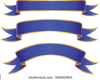 three Blue Gold Ribbons in different Shapes