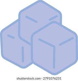 Three blue ice cubes stacked