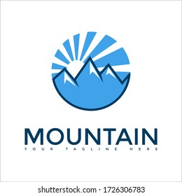 THREE BLUE MOUNTAIN WITH SUN SHINE