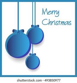 three blue paper christmas decoration baubles hanging eps10