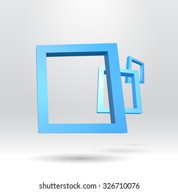 Three blue rectangular 3D frames for your presentation