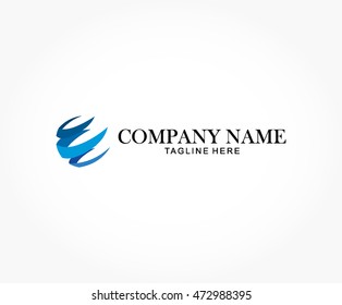 three blue scratch lines for company logo