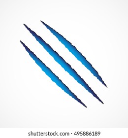 Three blue scratches from claws, vector illustration
