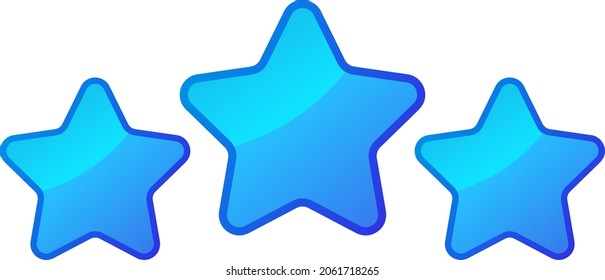 Three Blue Shiny Stars - Amazing vector icon of three blue rounded star suitable for game, animation, app, icon, sign, sticker, children book, decoration, and illustration in general - Vector Icon