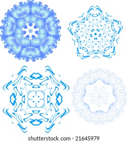 three blue snowflakes