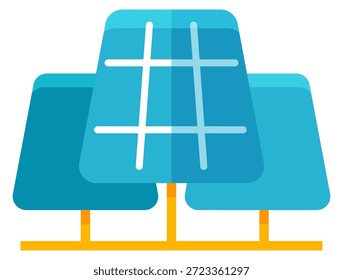 Tres paneles solares azules se muestran en un primer plano