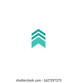 three blue squared arrows up icon. swipe up button.  Isolated on white. Upload icon.  Upgrade, speed up sign. North pointing arrow.