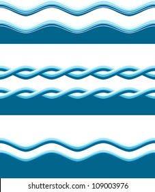 three blue water waves set