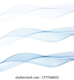 
three blue waves on a white background vector abstract