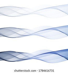 
three blue waves on a white background abstraction e
design element
