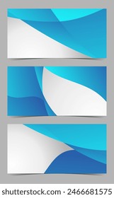 Drei blauweiße abstrakte Banner mit einem Farbverlauf.
