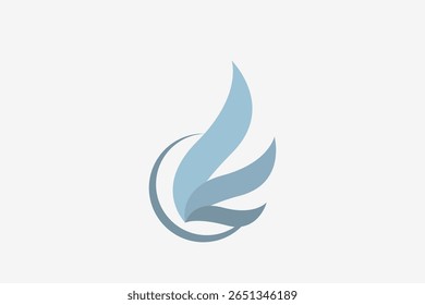Three blue wings in circle  logo 