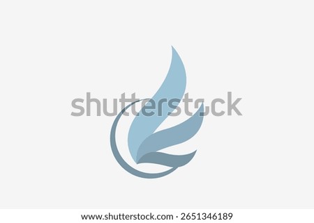 Three blue wings in circle  logo 