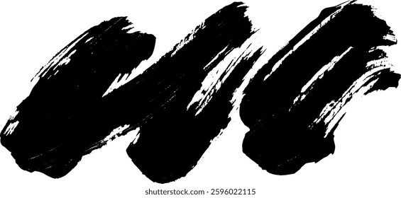 Three bold, abstract black brush strokes on a white background, creating a dynamic and artistic effect.