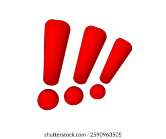 Three bold red exclamation marks stand side by side, capturing attention and urgency.