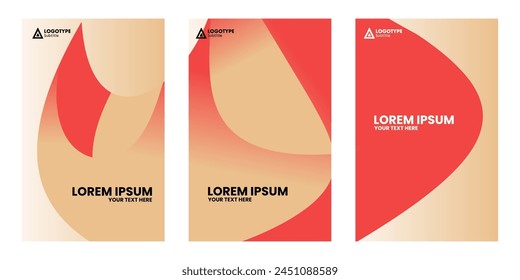 Three book covers with peach and red geometric shapes and white text.