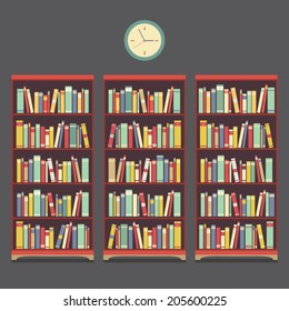Three Bookcase Vintage Design Vector Illustration