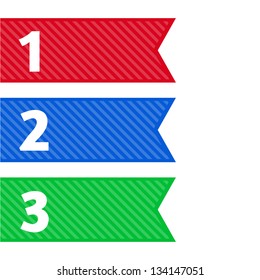 three bookmarks with numbers
