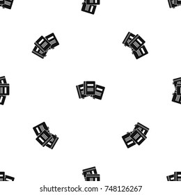 Three books with bookmarks pattern repeat seamless in black color for any design. Vector geometric illustration