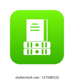 Three books icon digital green for any design isolated on white vector illustration