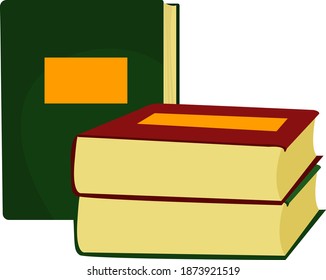 Three books, illustration, vector on white background