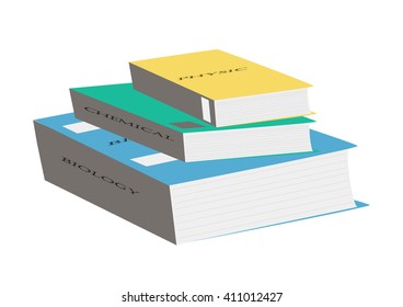 Three books include green, yellow, blue.flat design