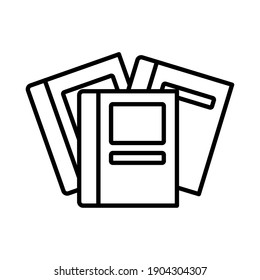 three books with labels line style icon design, Education literature and read theme Vector illustration