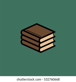 Three books Minimalistic Flat Line Color Stroke Icon Pictogram Illustration