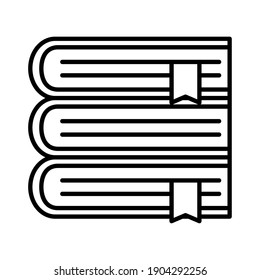 three books with ribbons line style icon design, Education literature and read theme Vector illustration
