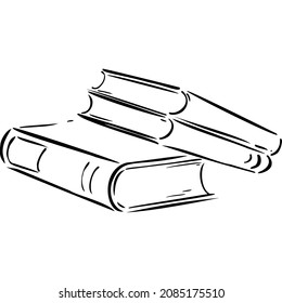 Three books are sideways sketch vector illustration hand draw