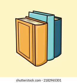 Three Books Standing in a Line Vector Cartoon Illustration