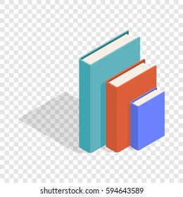 Three books standing vertically isometric icon 3d on a transparent background vector illustration