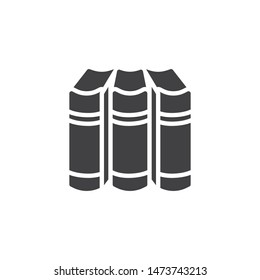 Three books vector icon. filled flat sign for mobile concept and web design. Three volumes books glyph icon. Symbol, logo illustration. Vector graphics