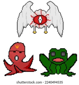 three boss monster pixel game illustration