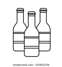 three bottles beer alcohol isolated design