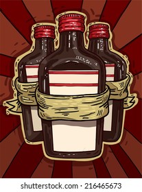 three bottles of brown ribbon