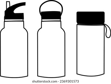Three Bottles Vector Collection 2 | A collection of vector illustrations featuring three unique bottles, suitable for various design projects.